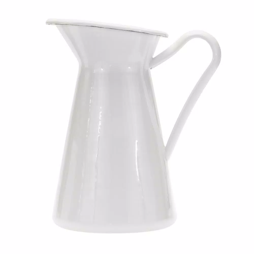 Golden Rabbit 3 Qt. White Enamelware Pitcher, Porcelain-Enameled Steel