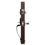 Copper Creek Modern Polished Stainless Steel Front Door Handleset with Left-Hand Scandinavian Lever Trim thumbnail 3
