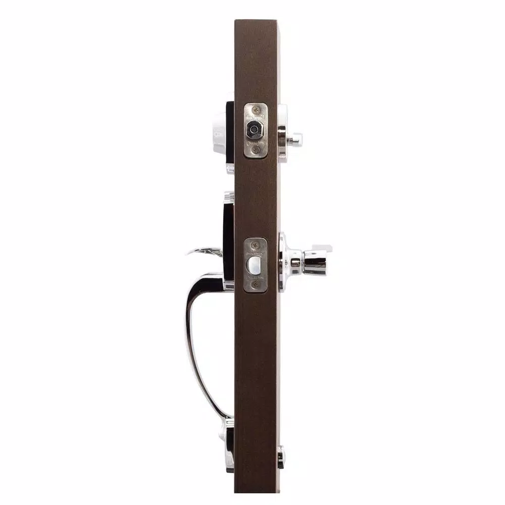 Copper Creek Modern Polished Stainless Steel Front Door Handleset with Left-Hand Scandinavian Lever Trim