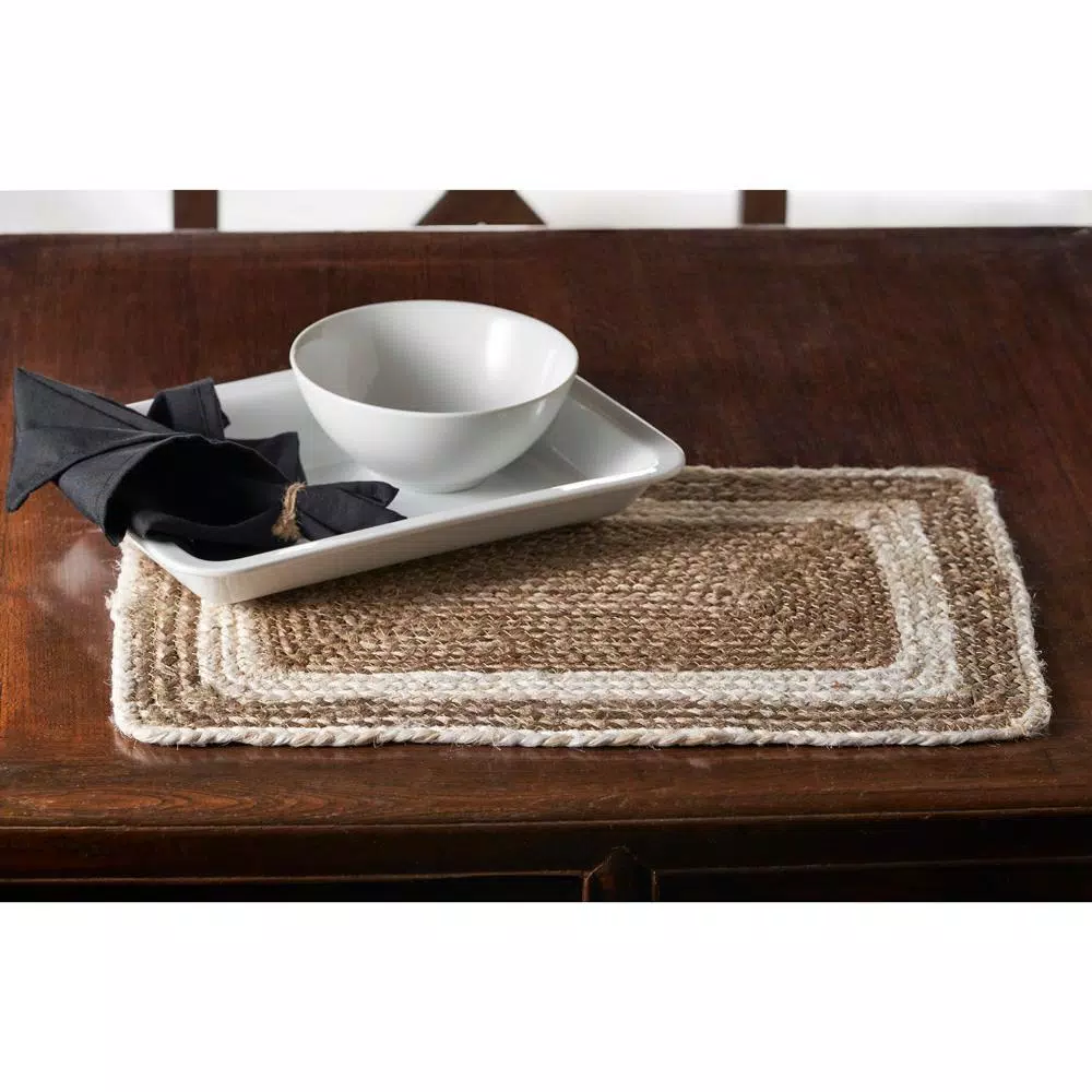 LR Home Natural and Bleached Jute Placemats, Set of 4, 19 x 13 in.