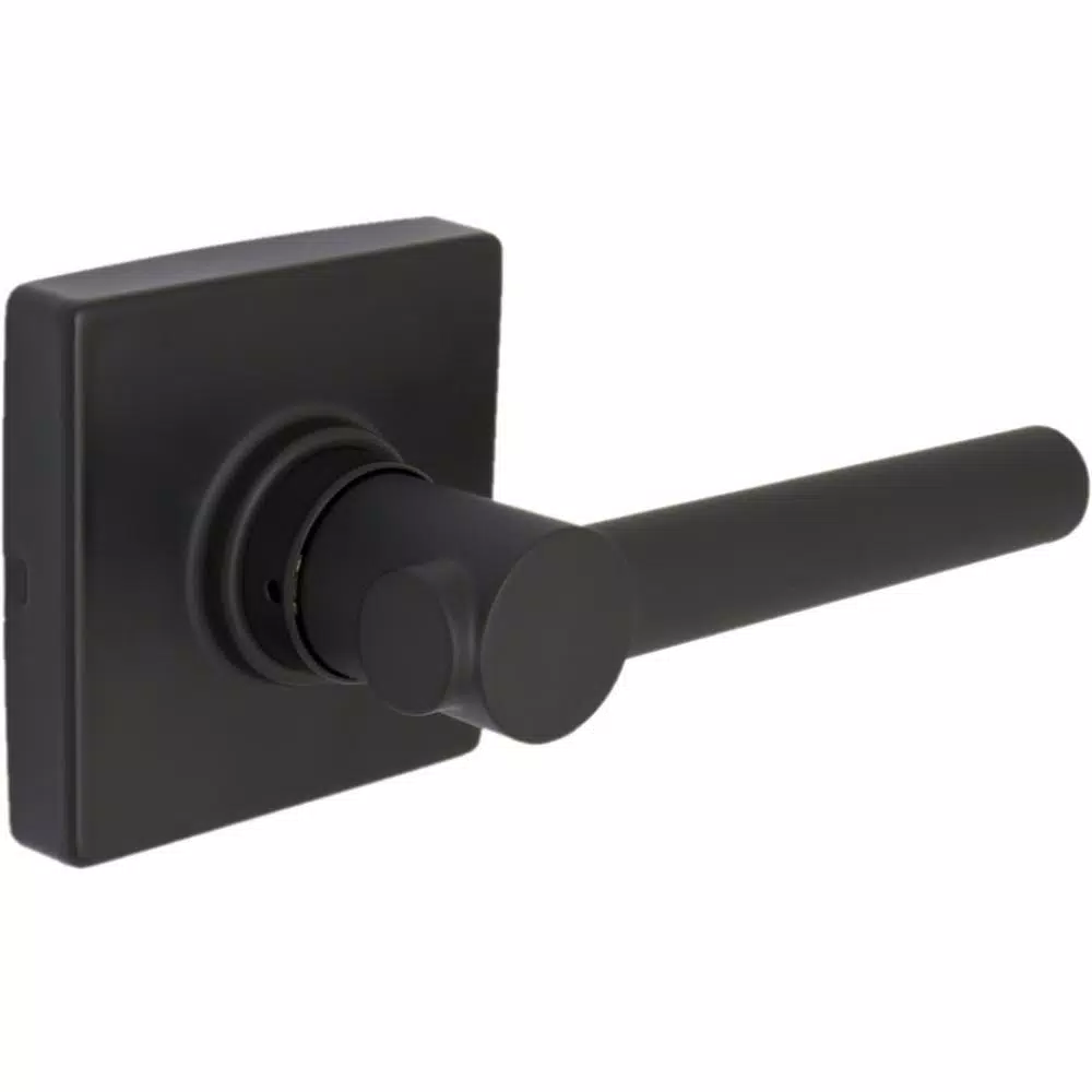 Defiant Highland Matte Black Passage Door Lever with Square Rose
