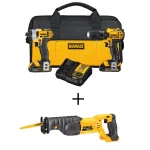 DEWALT 20V MAX Cordless Drill and Impact Driver Combo Kit with Bonus Reciprocating Saw, (2) 1.5 Ah Batteries & Charger thumbnail 1