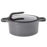 BergHOFF GEM Stay Cool 5.1 qt. Cast Aluminum Nonstick Stock Pot with Glass Lid, Gray thumbnail 1