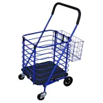 Milwaukee Steel Blue Shopping Cart with Accessory Basket - 50 lb Capacity thumbnail 1