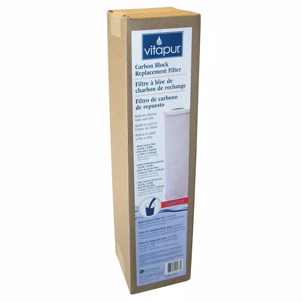 Vitapur VS20RF-CTO Replacement Carbon Block Filter for Whole House UV Water Systems