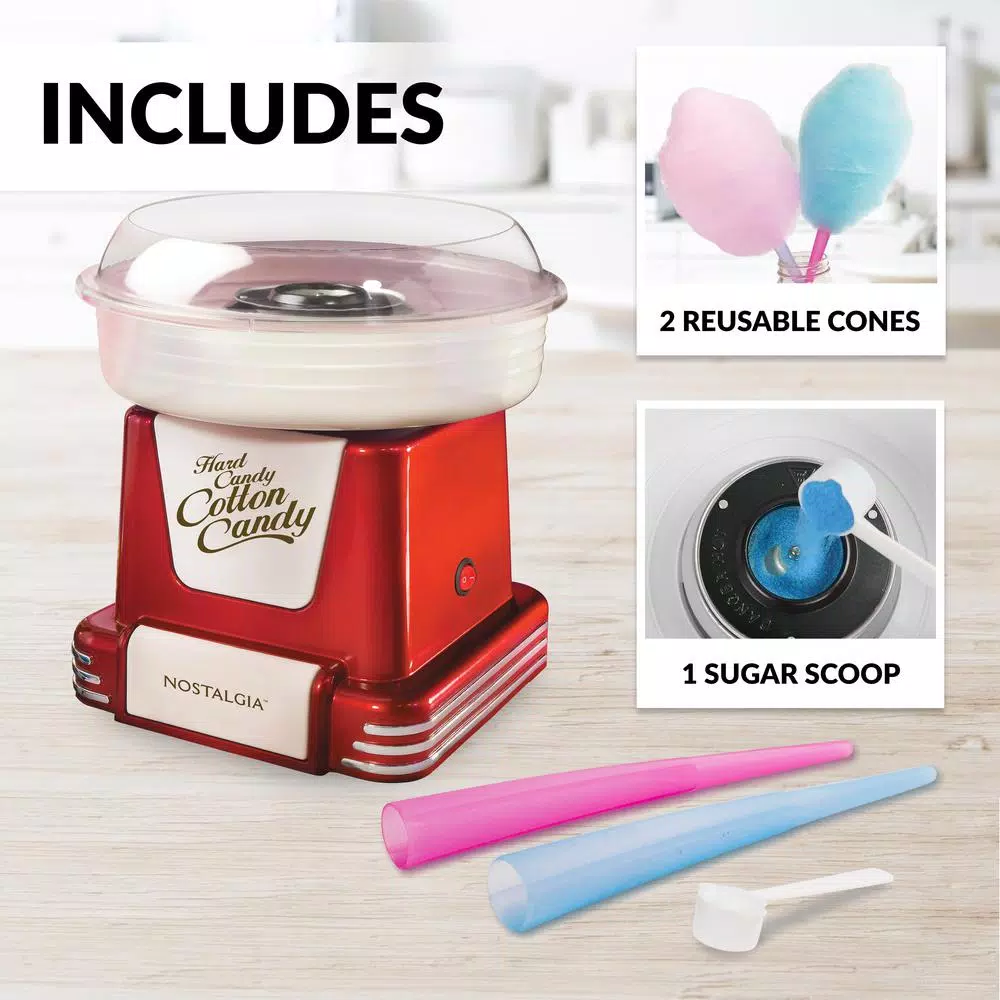 Nostalgia PCM805 Retro Series Hard & Sugar Free Cotton Candy Maker, Red