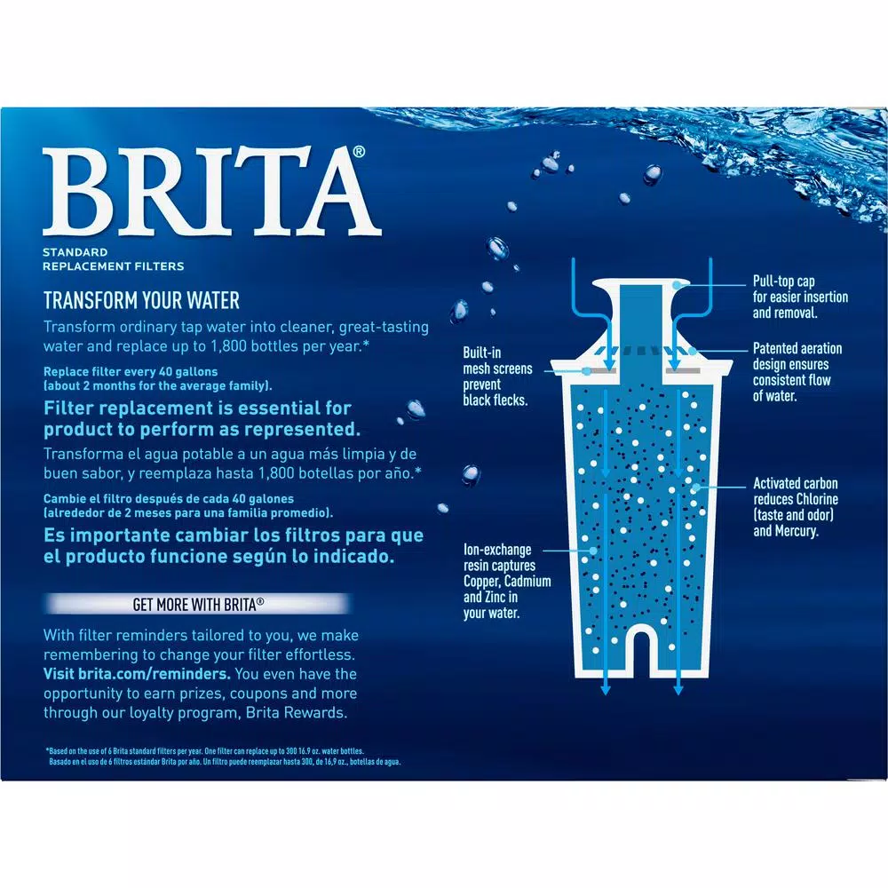 Brita Replacement Water Filter Cartridges for Water Pitchers and Dispensers, BPA Free, 3-Pack