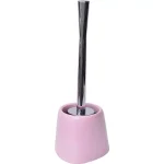 Unbranded Light Pink Toilet Bowl Brush with Holder, Modern Polypropylene Design with Chrome Finish Handle thumbnail 1