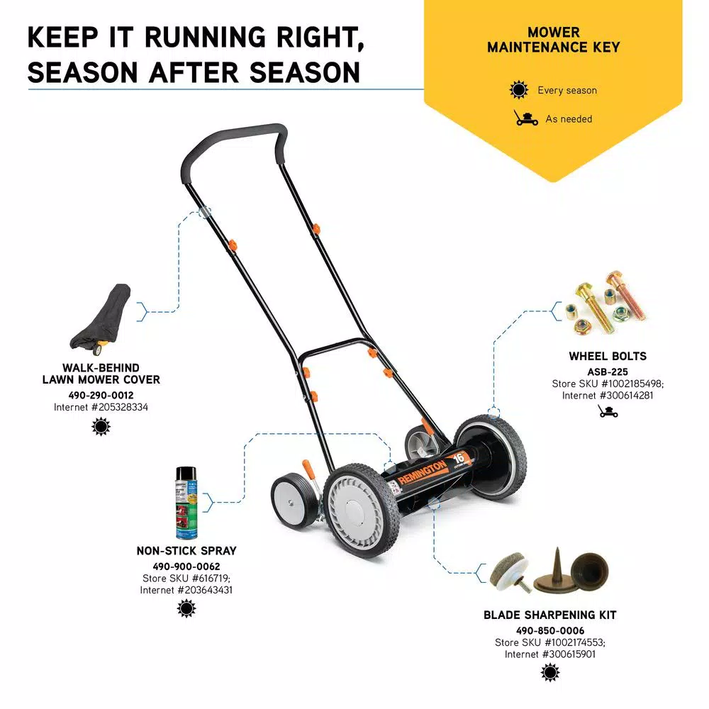 Remington 16 in. Manual Walk Behind Reel Lawn Mower with 9-Position Height Adjustment