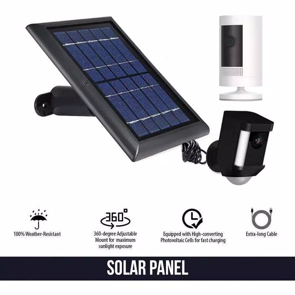 Wasserstein Solar Panel for Ring Spotlight Cam & Stick Up Cam Battery, 2-Pack, Black