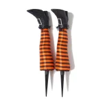 Unbranded 18 in. Witch Leg Stakes - Black and Orange Striped Halloween Yard Decoration thumbnail 1