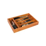 Home Basics Rustic Pine Wood Cutlery Tray - 5 Compartment Utensil Organizer thumbnail 2
