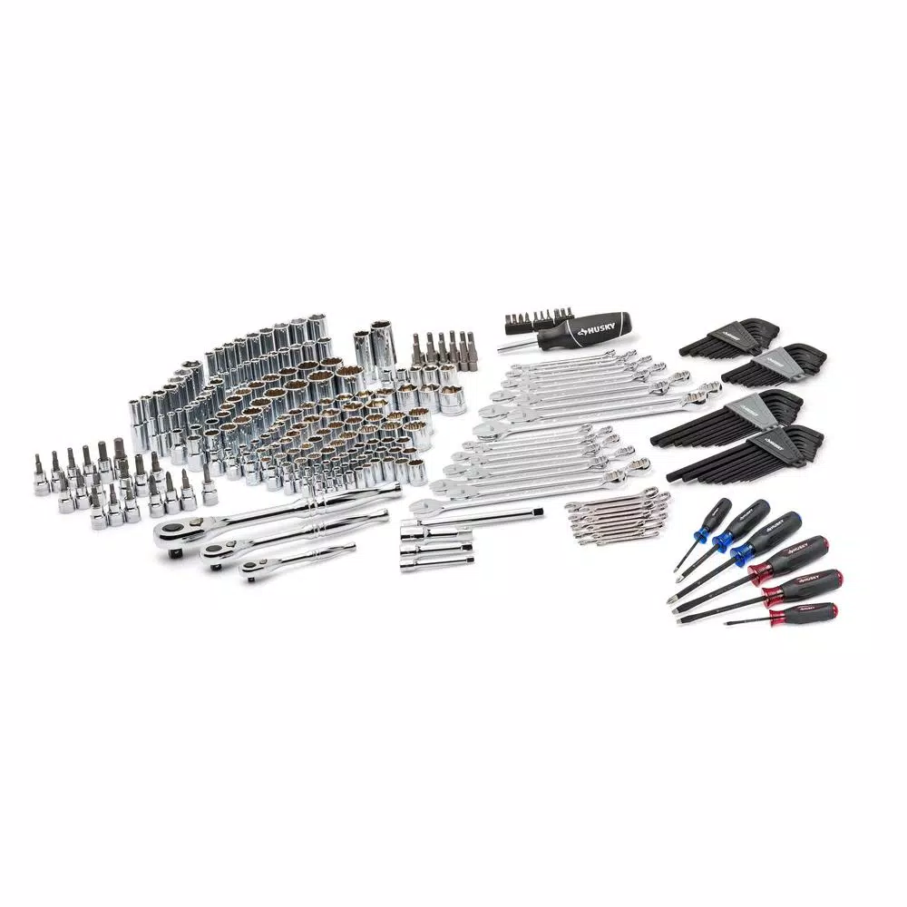 Husky 274-Piece Mechanics Tool Set with 1/4 in., 3/8 in., and 1/2 in. Drive Sockets and Wrenches