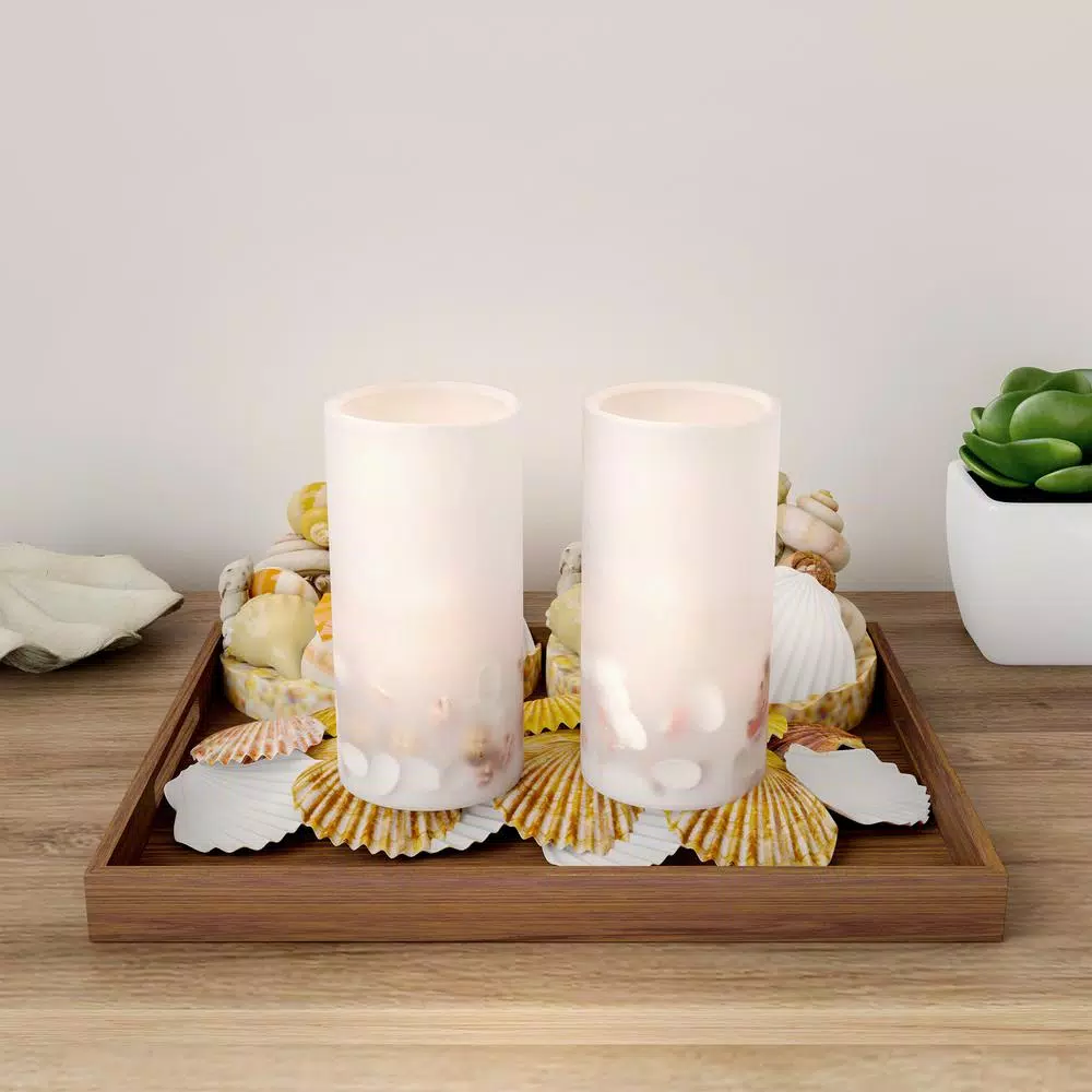 Lavish Home Seashell LED Flameless Candle Set of 2 - Real Wax Coastal Decor