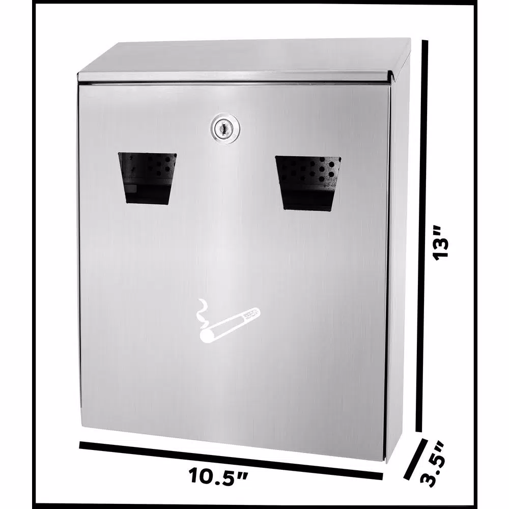 Alpine Industries Stainless Steel Wall Mounted Cigarette Disposal Station Outdoor Ashtray