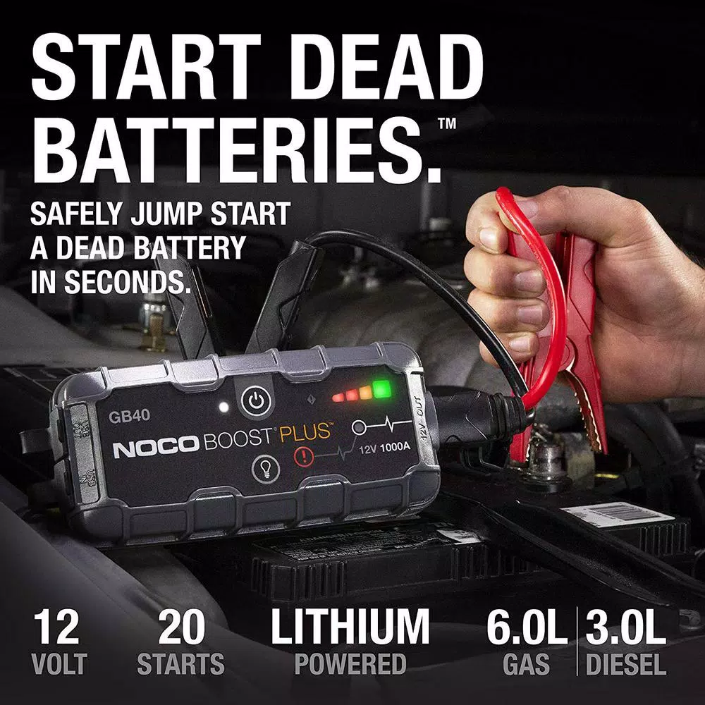 NOCO GB40 1000 Amp 12V UltraSafe Lithium Jump Starter for Up to 6L Gas and 3L Diesel Engines