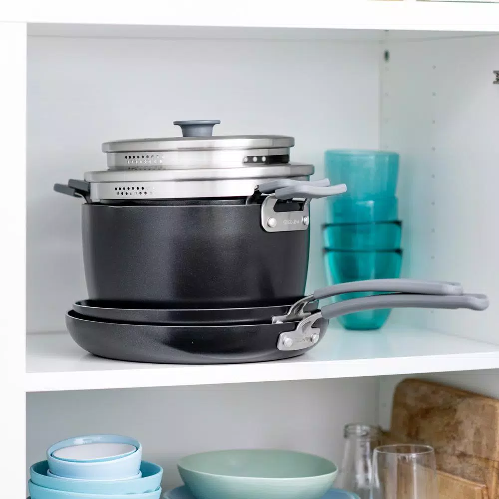GreenPan Levels Essential 6-Piece Aluminum Ceramic Nonstick Cookware Set, Gray
