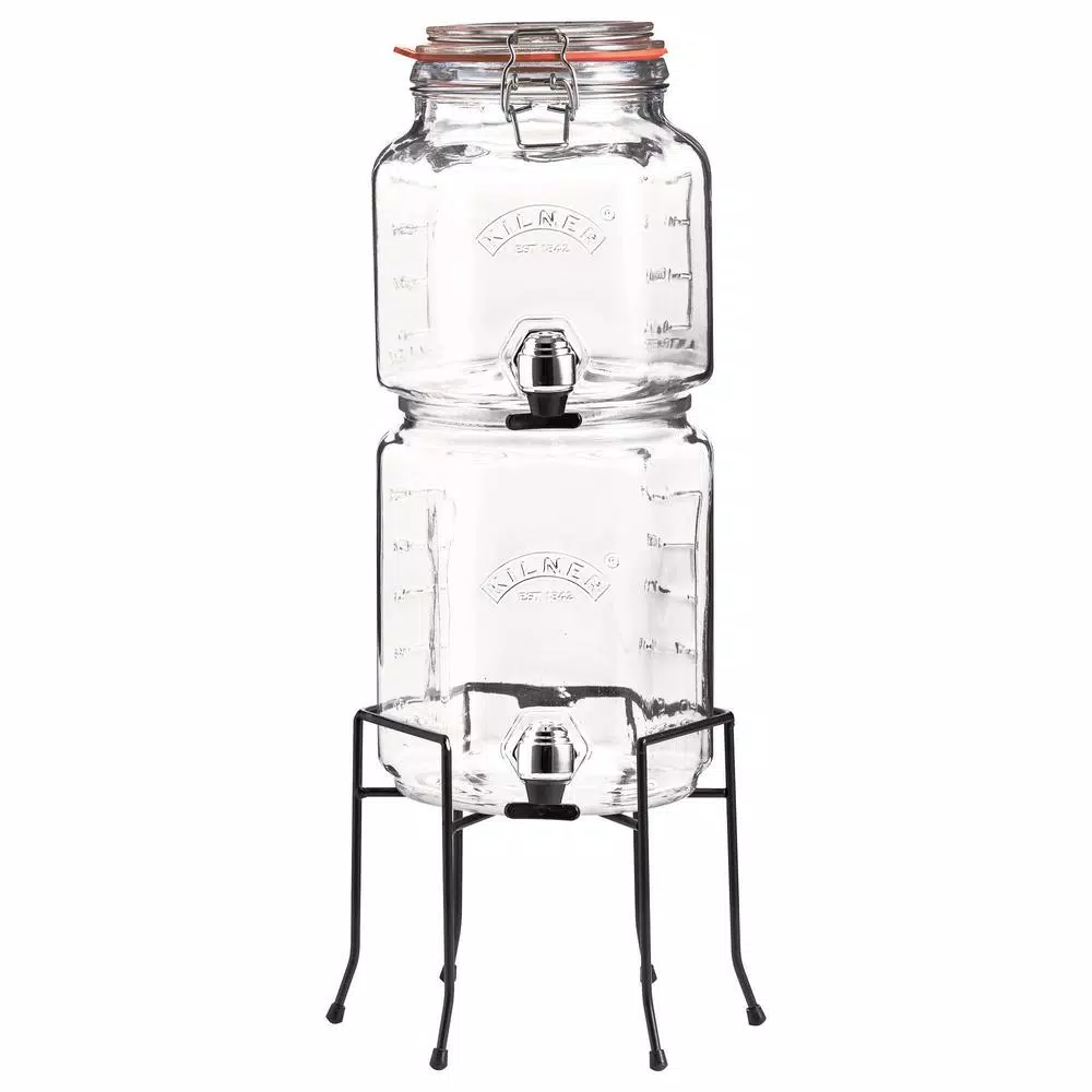 Kilner Stackable Glass Beverage Dispenser Set with Taps and Stand