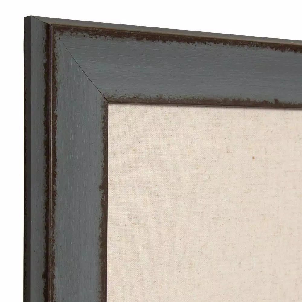 Kate and Laurel Kenwick Gray Framed Linen Fabric Pinboard Memo Board, Farmhouse Style
