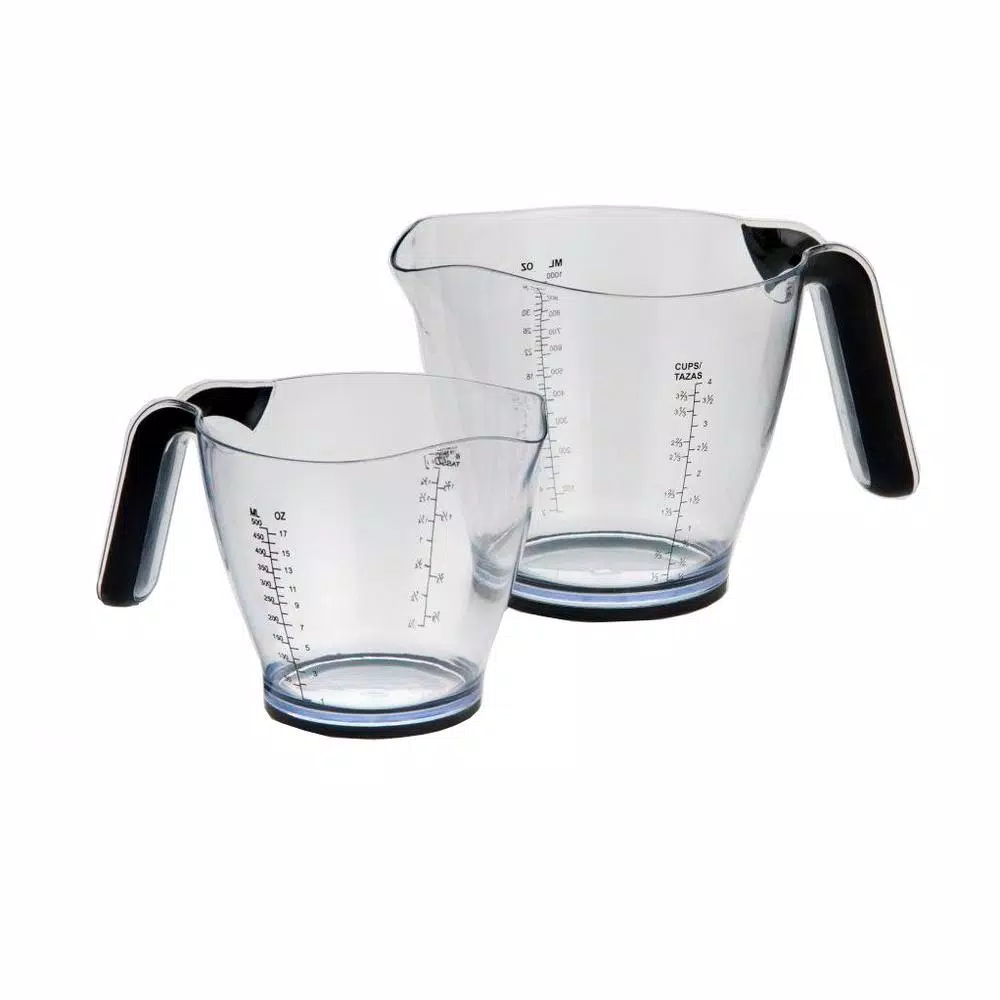 Cook Pro 2-Piece Plastic Measuring Cup Set with Non-Slip Grip Handles and Nesting Design