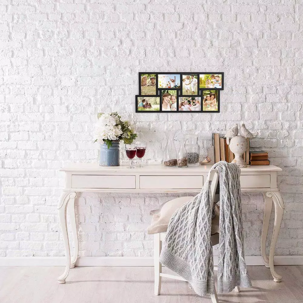 Lavish Home 8-Opening Black Matte Collage Picture Frame, 4 x 6 in. Photos