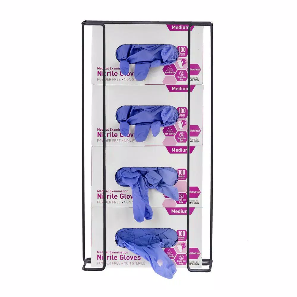 Alpine Industries Quad Capacity Wire Wall Mount Glove Box Dispenser, Black