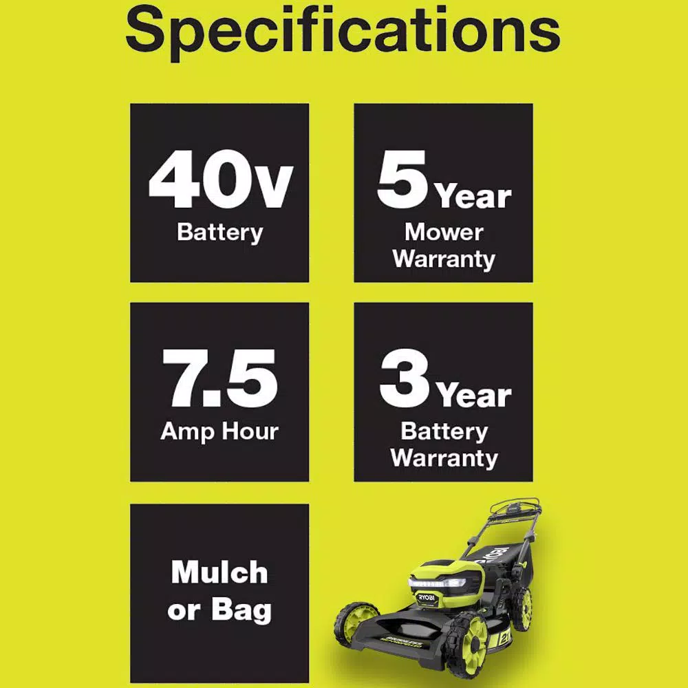RYOBI 40V 21 in. Brushless Cordless Self-Propelled Lawn Mower with 7.5 Ah Battery and Charger