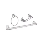 Unbranded Adler 3-Piece Chrome Bathroom Hardware Set with Adjustable 18-24 in. Towel Bar thumbnail 1