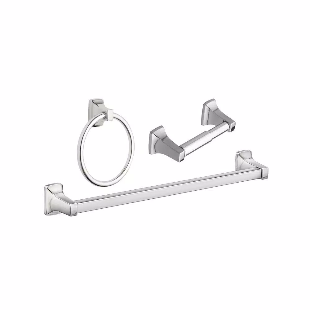 Unbranded Adler 3-Piece Chrome Bathroom Hardware Set with Adjustable 18-24 in. Towel Bar