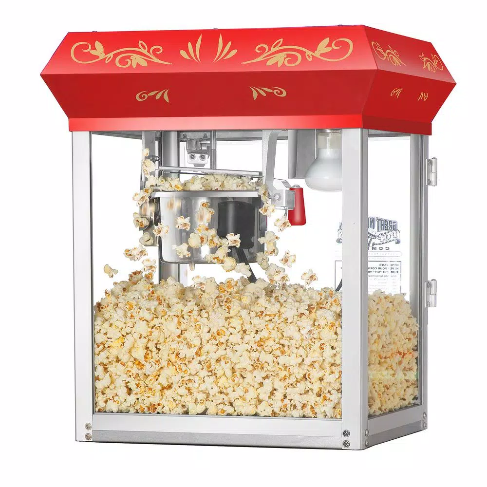 Great Northern Popcorn Machine - 4 oz. Red Stainless Steel Countertop Popper