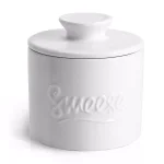 Sweese White Porcelain French Butter Crock, 6 oz. Butter Dish for Soft Spreadable Butter thumbnail 1
