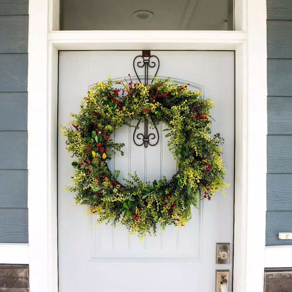 Village Lighting Company Adjustable Wrought Iron Wreath Hanger, Holds up to 20 lbs, Black