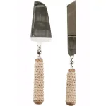Mind Reader 2-Piece Roped Handle Dessert Tool Set, 18/10 Stainless Steel Cake Knife and Server thumbnail 1