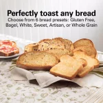 Hamilton Beach Expert-Toast 2-Slice Toaster, 900W, Black and Stainless Steel with Wide Slots thumbnail 3