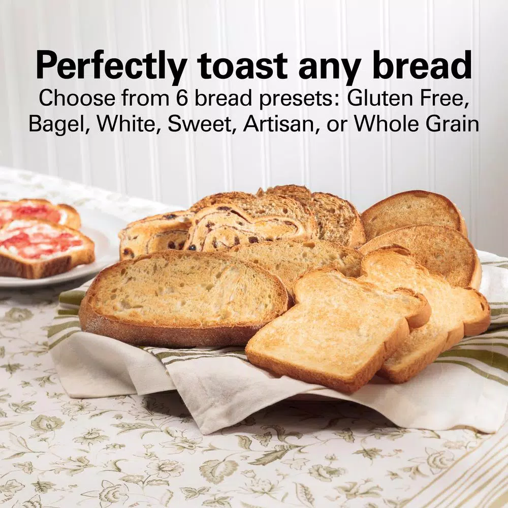 Hamilton Beach Expert-Toast 2-Slice Toaster, 900W, Black and Stainless Steel with Wide Slots