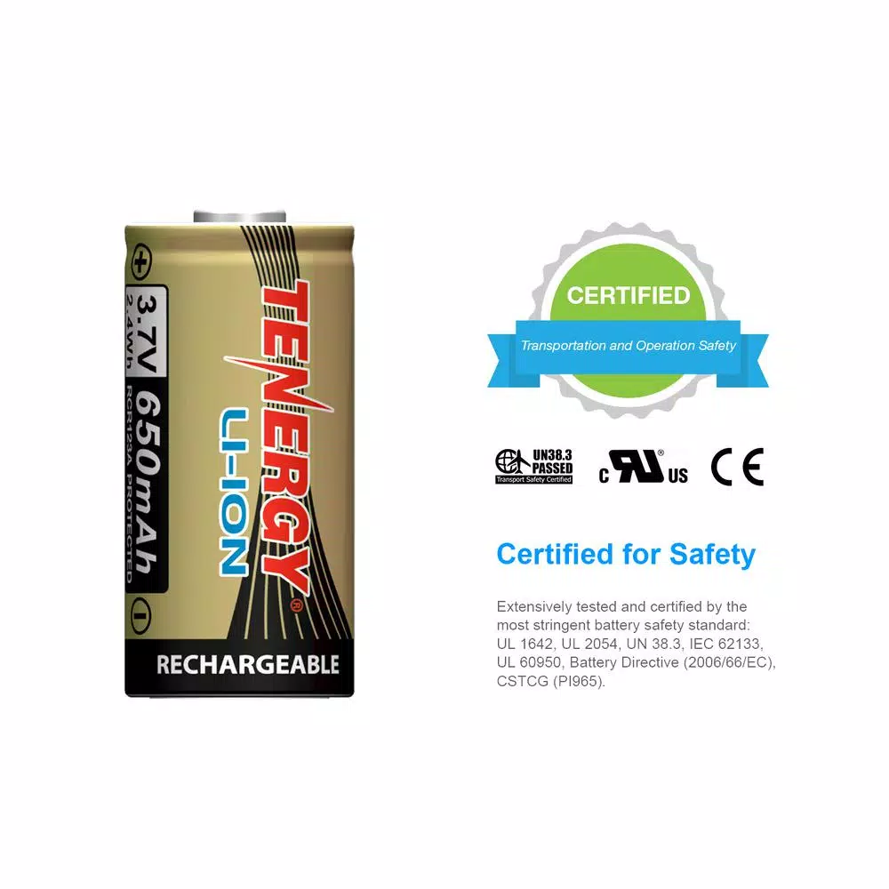 Unbranded Tenergy Rechargeable RCR123A Lithium Ion Batteries for Arlo Wireless Security Cameras, 4-Pack