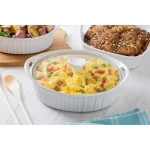 Corningware French White 2.5-Qt Oval Ceramic Casserole Dish with Glass Lid thumbnail 2