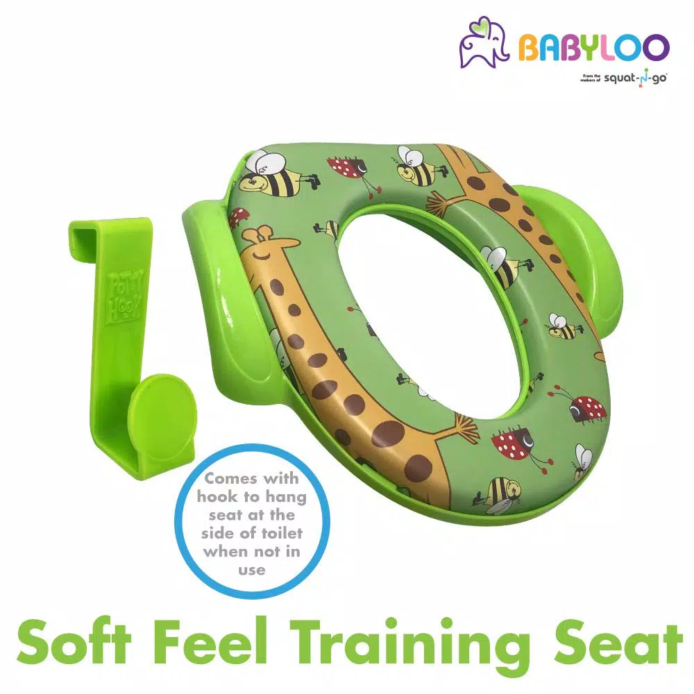 Babyloo Animal Design Children's Soft Cushion Toilet Seat with Handles - Green