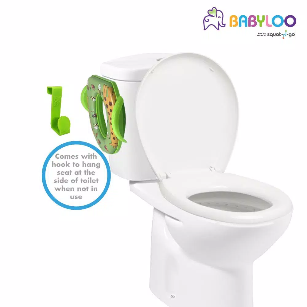 Babyloo Animal Design Children's Soft Cushion Toilet Seat with Handles - Green
