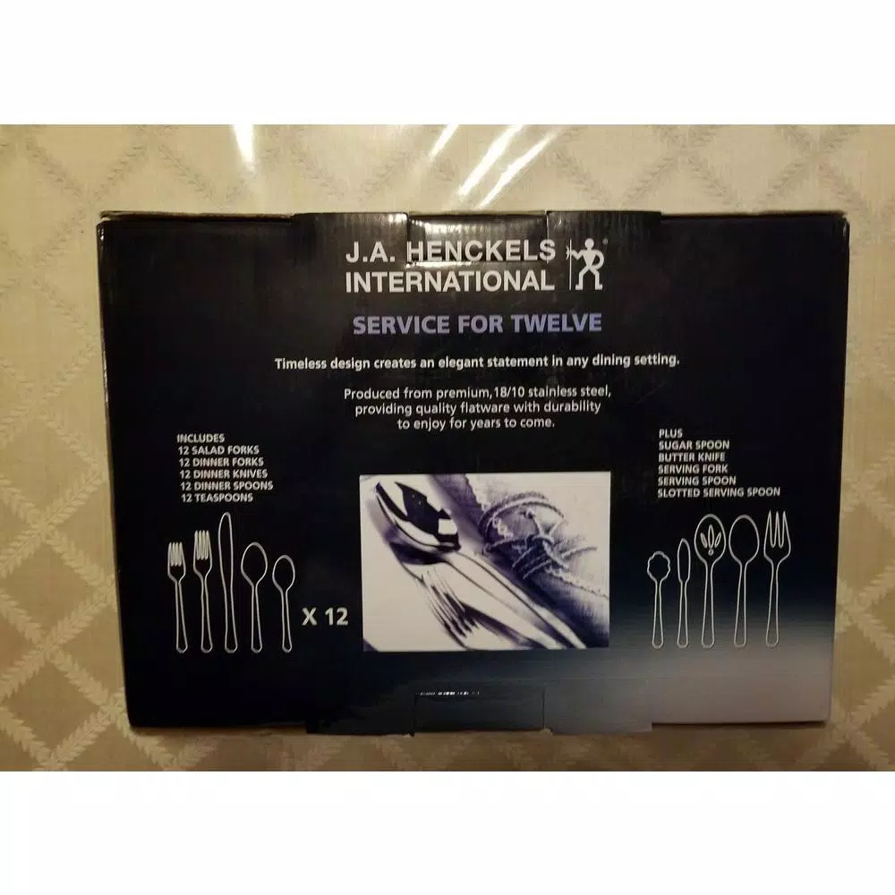 J.A. HENCKELS INTERNATIONAL Henckels International Alcea 65-Piece 18/10 Stainless Steel Flatware Set, Service for 12