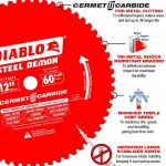 Diablo Steel Demon Cermet II 12 in. 60-Tooth Carbide Circular Saw Blade for Metal & Stainless Steel thumbnail 3