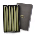 ROOT CANDLES A.I. Root 9 in. Dipped Taper Dark Olive Dinner Candles, Beeswax Enriched, Box of 12 thumbnail 2