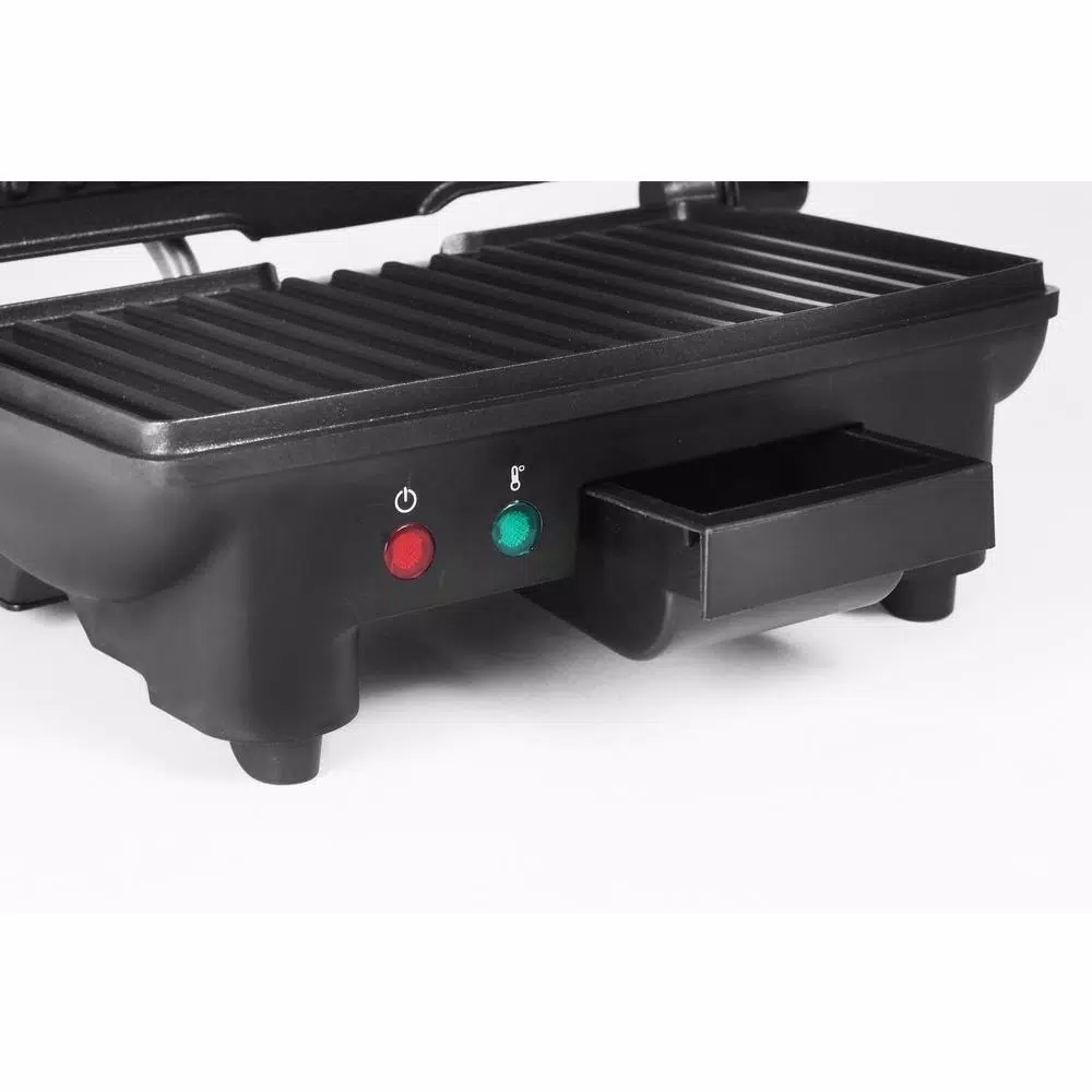 Elite Cuisine 3-in-1 Panini Press, Contact Grill and Indoor Grill, 1000W, Black Stainless Steel