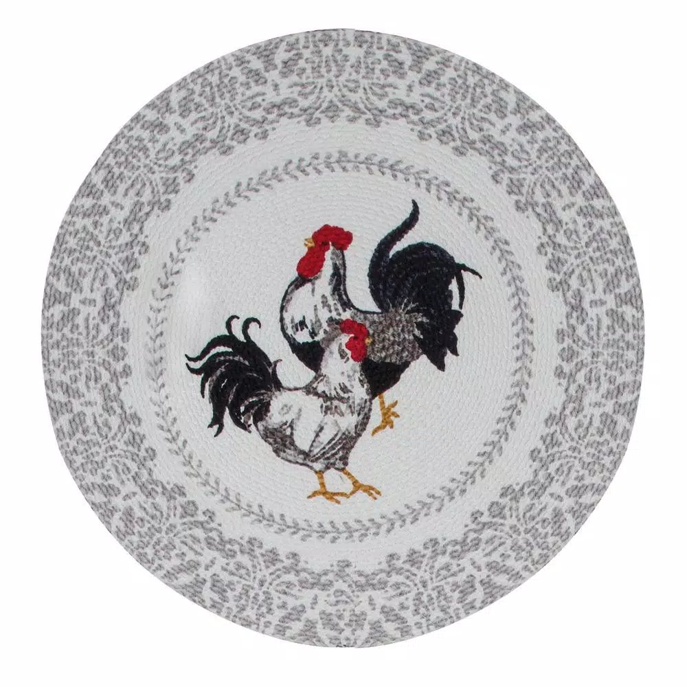 Kay Dee Farmers Market Rooster Print Cotton Multi Braided Placemats, Set of 4