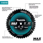 Makita 10 in. 45T Carbide-Tipped Max Efficiency Miter Saw Blade thumbnail 2