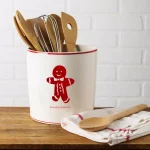 Molly Hatch 7 in. White Gingerbread Ceramic Round Utensil Crock thumbnail 2