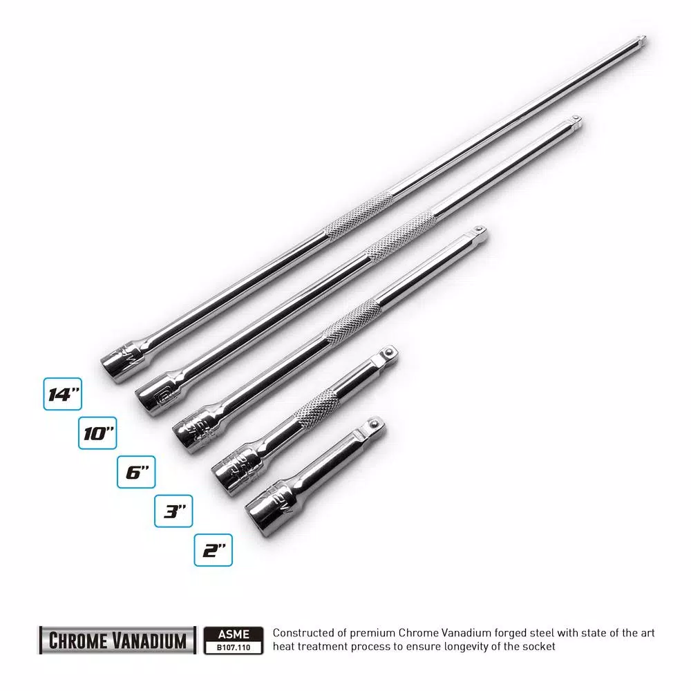 Capri Tools 1/4 in. Drive Wobble Extension Bar Set, 5-Piece
