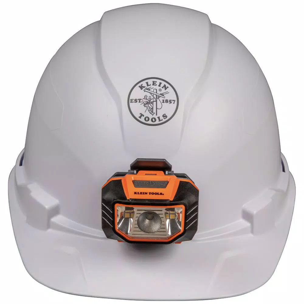 Klein Tools Non-Vented Cap Style Hard Hat with Integrated Headlamp, Class E, Type 1, White