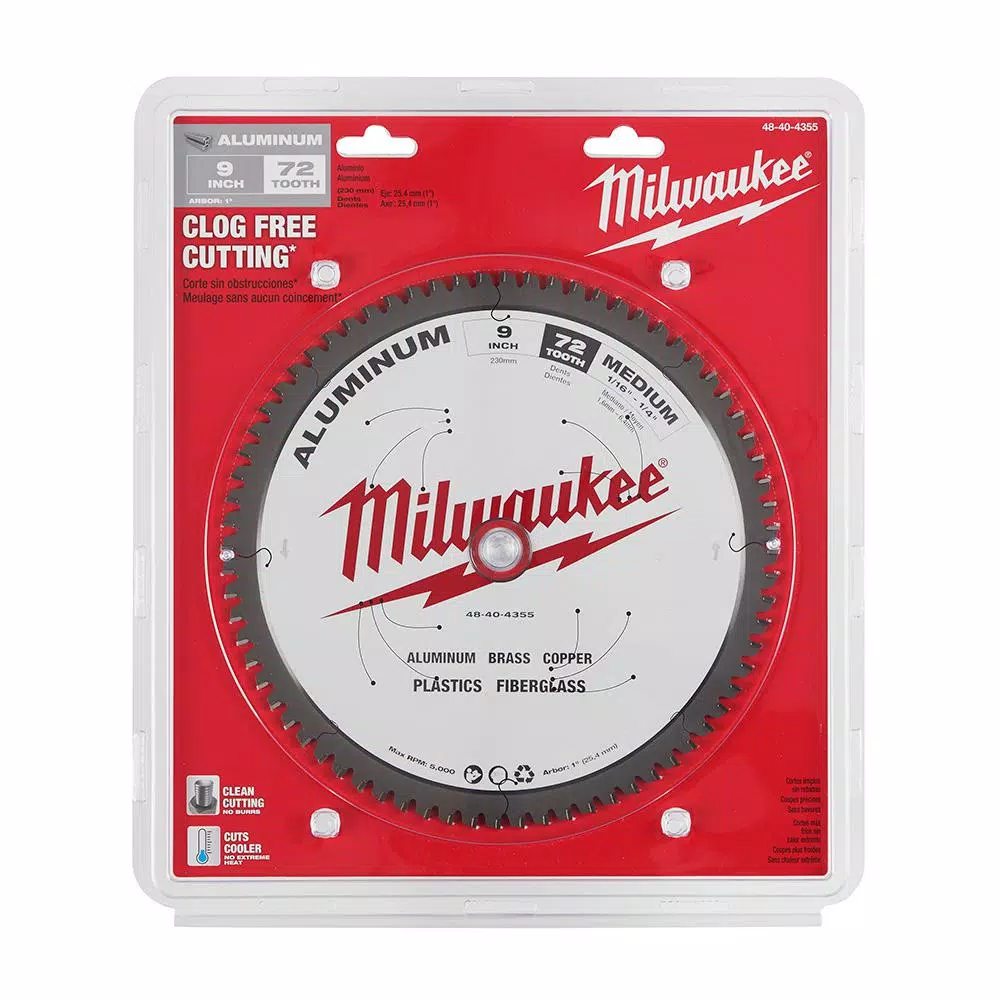 Milwaukee 9 in. 72T Carbide Teeth Aluminum and Metal Cutting Circular Saw Blade
