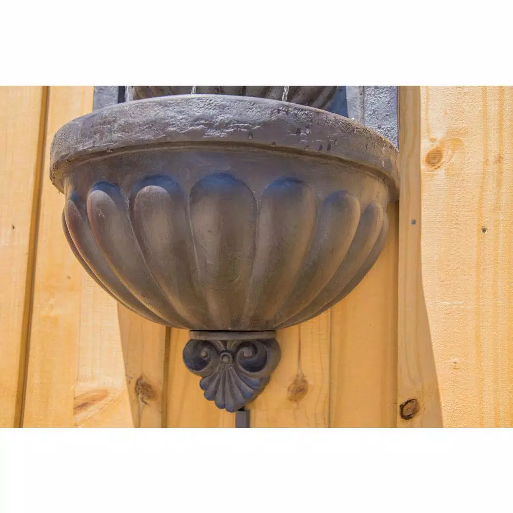 Kenroy Home San Pablo Resin Wall Fountain with LED Light, Plum Bronze, 35-inch